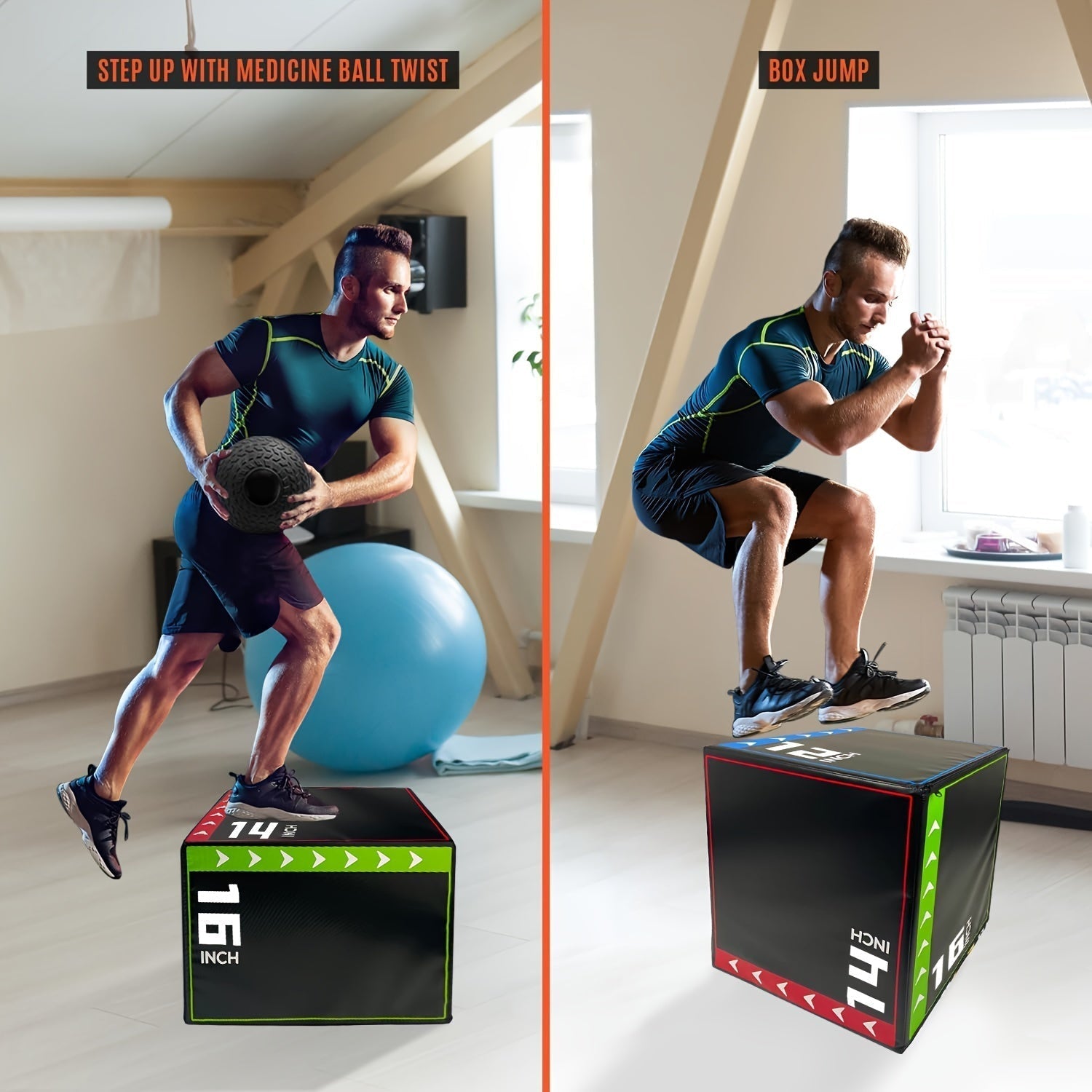 Versatile 3-In-1 Jump Box & Fitness Step(Black)