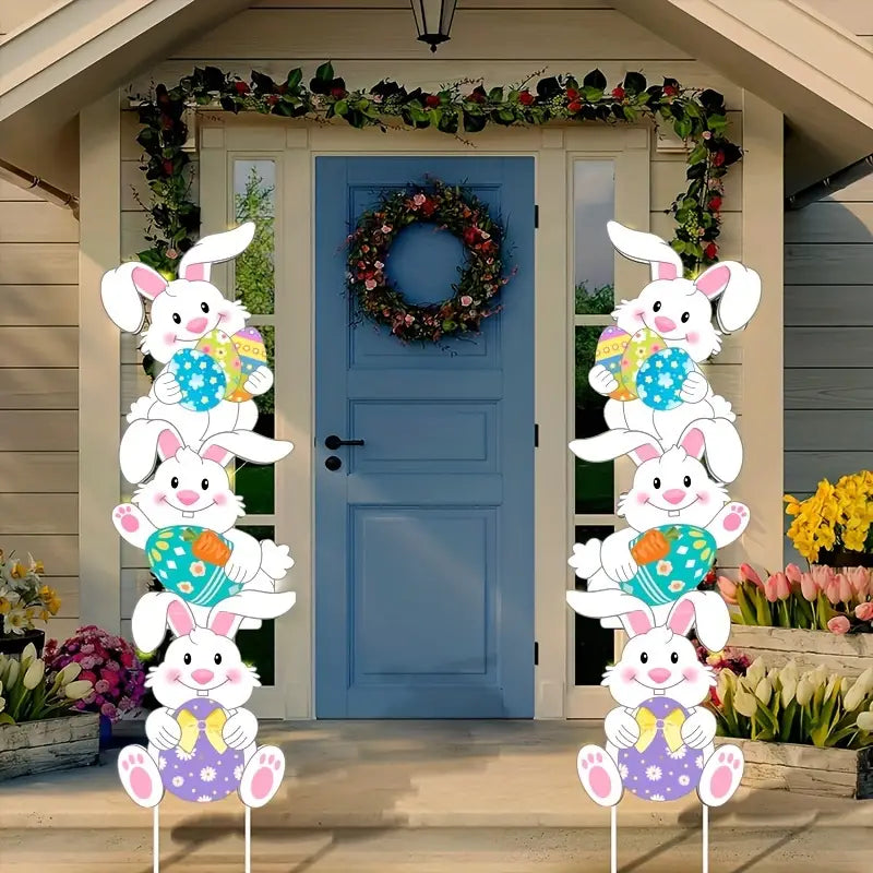 Tumbling Bunnies Yard Stakes - Set of 2 | 99.82cm