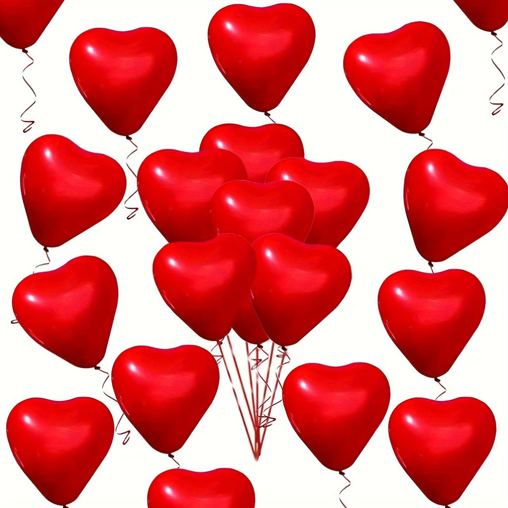 Set Of 20 Red Heart Balloons 25Cm