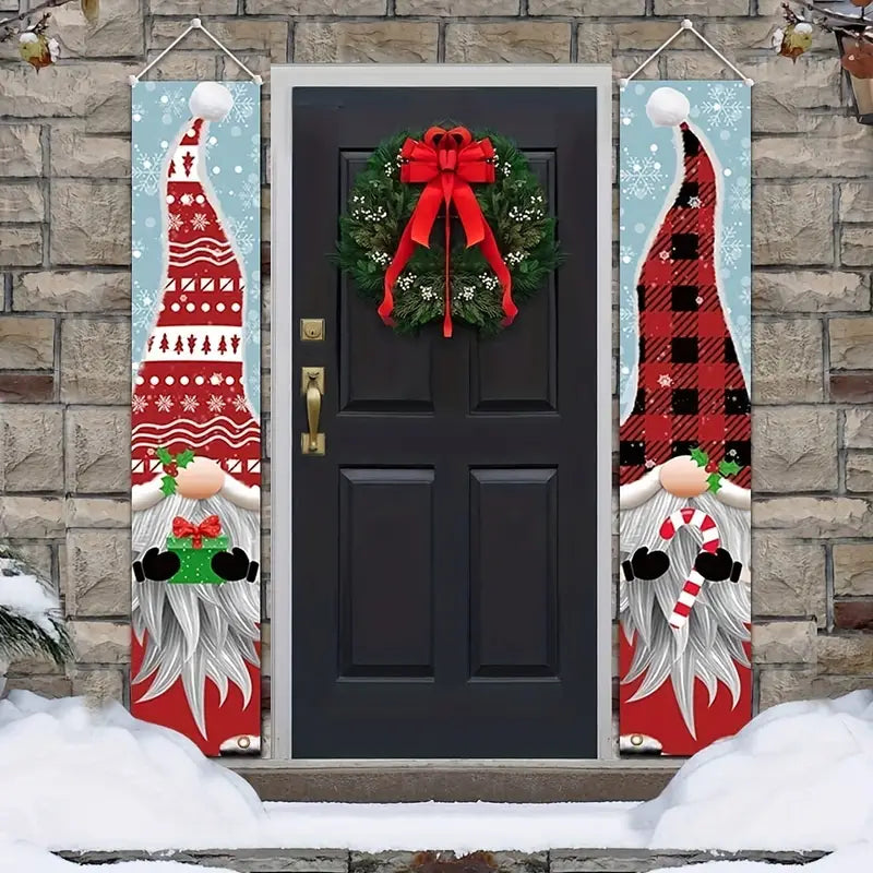 2pcs Whimsical Gnome Porch Sign Banners