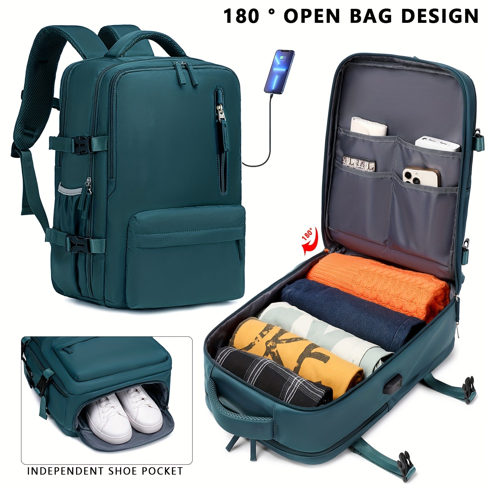 Large Capacity Travel Backpack with USB Charging