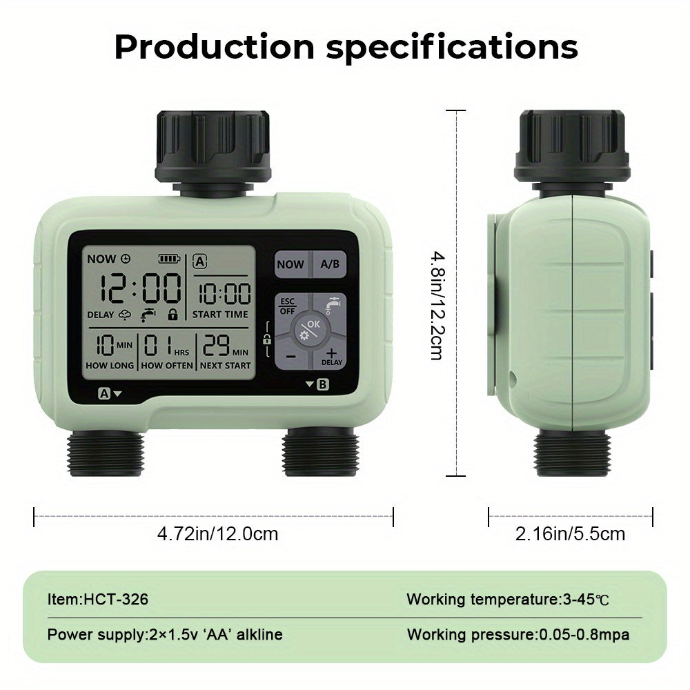 Dual-Outlet Water Timer for Automatic Irrigation
