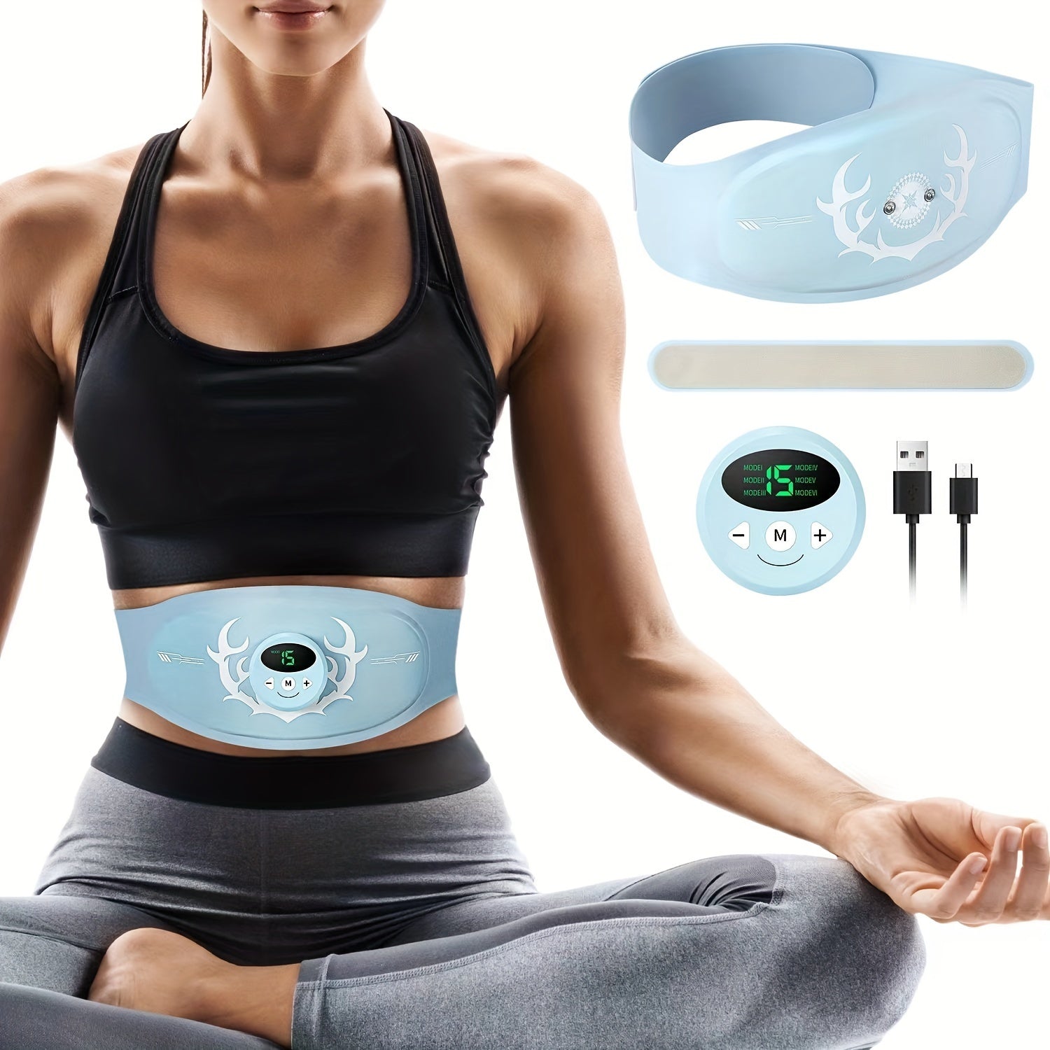 High-Intensity Abdominal Muscle Trainer – Portable Fitness Belt(Blue)