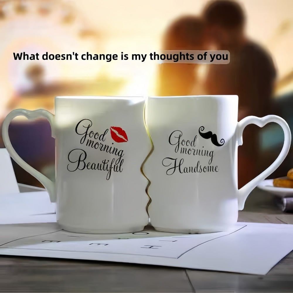 2Pcs Kissing Ceramic Couple Mugs