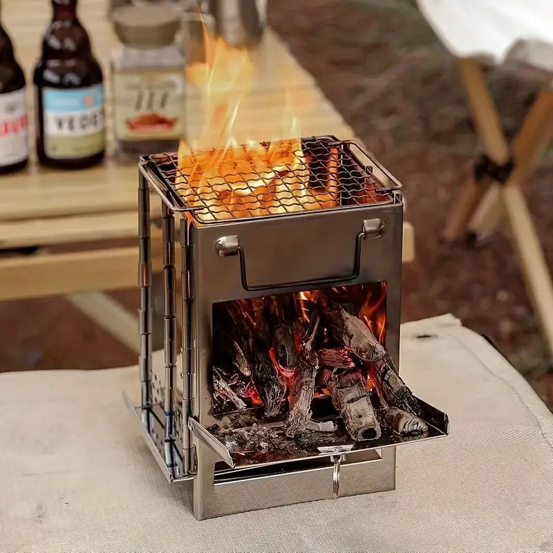 Portable Folding Stainless Steel Wood Burning Camping Stove