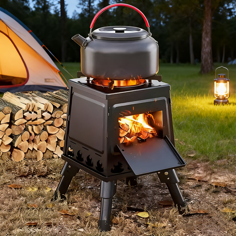 Portable Folding Firewood Camping Stove – Multifunctional Wood Burning BBQ & Picnic Stove