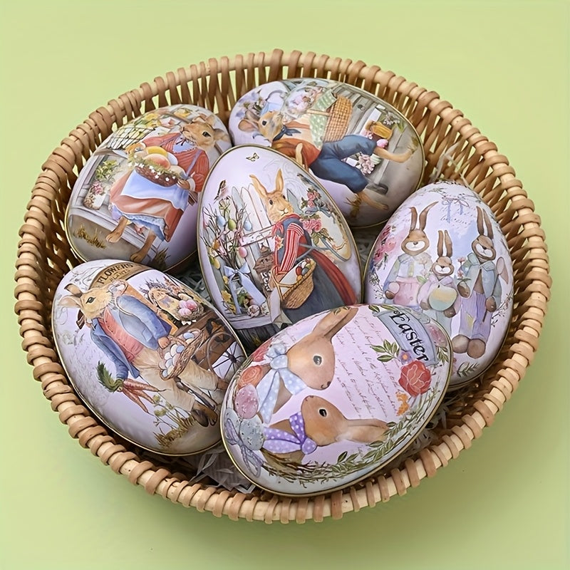 6Pcs Easter Egg & Bunny Iron Candy Boxes