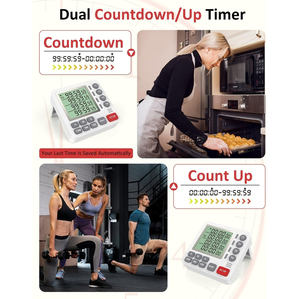 4-Channel Digital Cooking & Study Timer