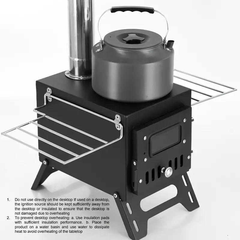 Portable Black Outdoor Stove with Fireplace