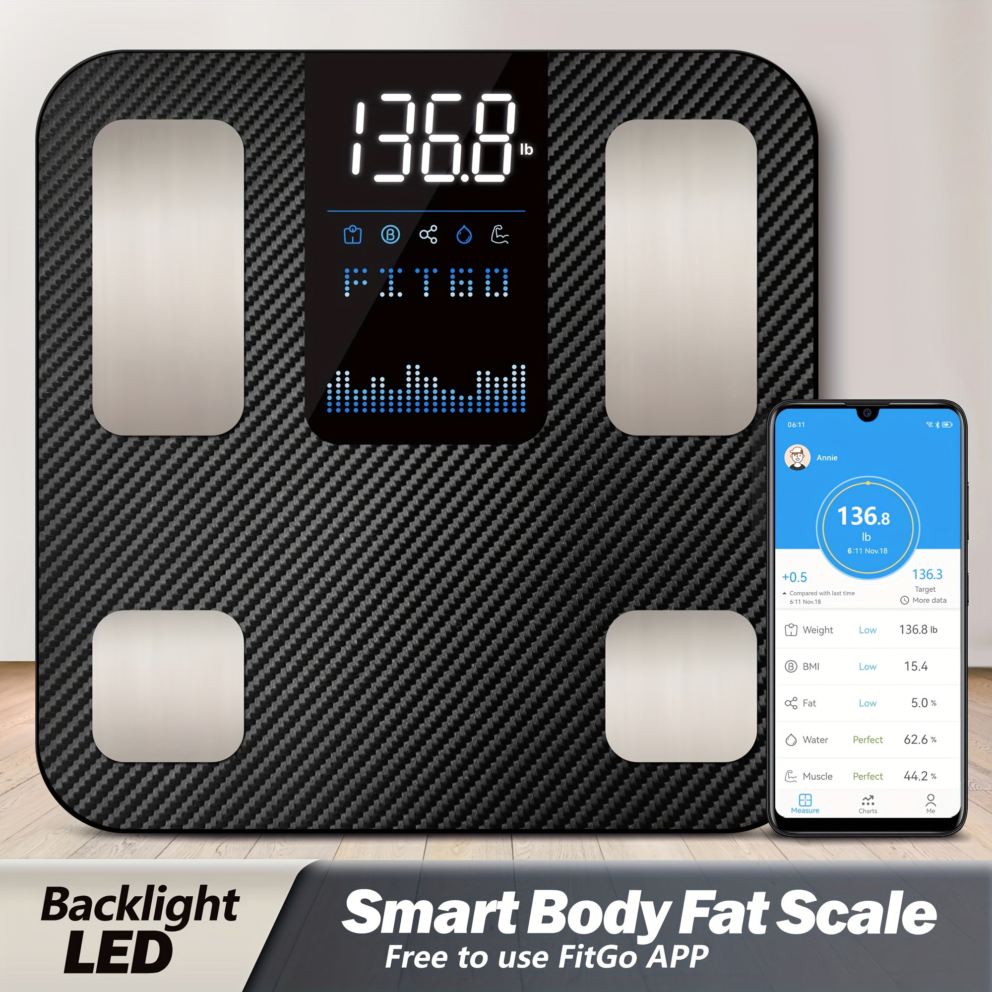 Smart Body Scale with App Function and BMI Tracker