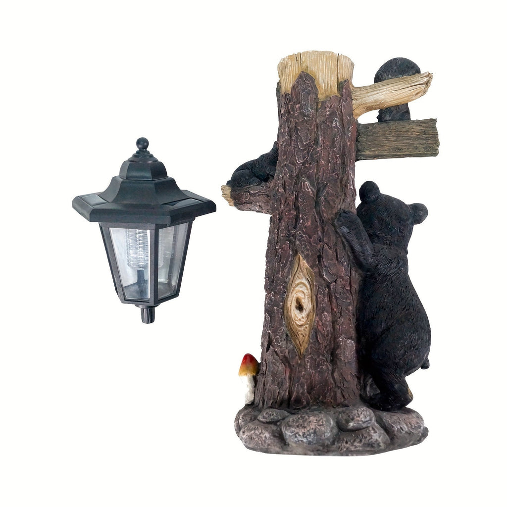 Solar Resin Bear Statue with LED Lights