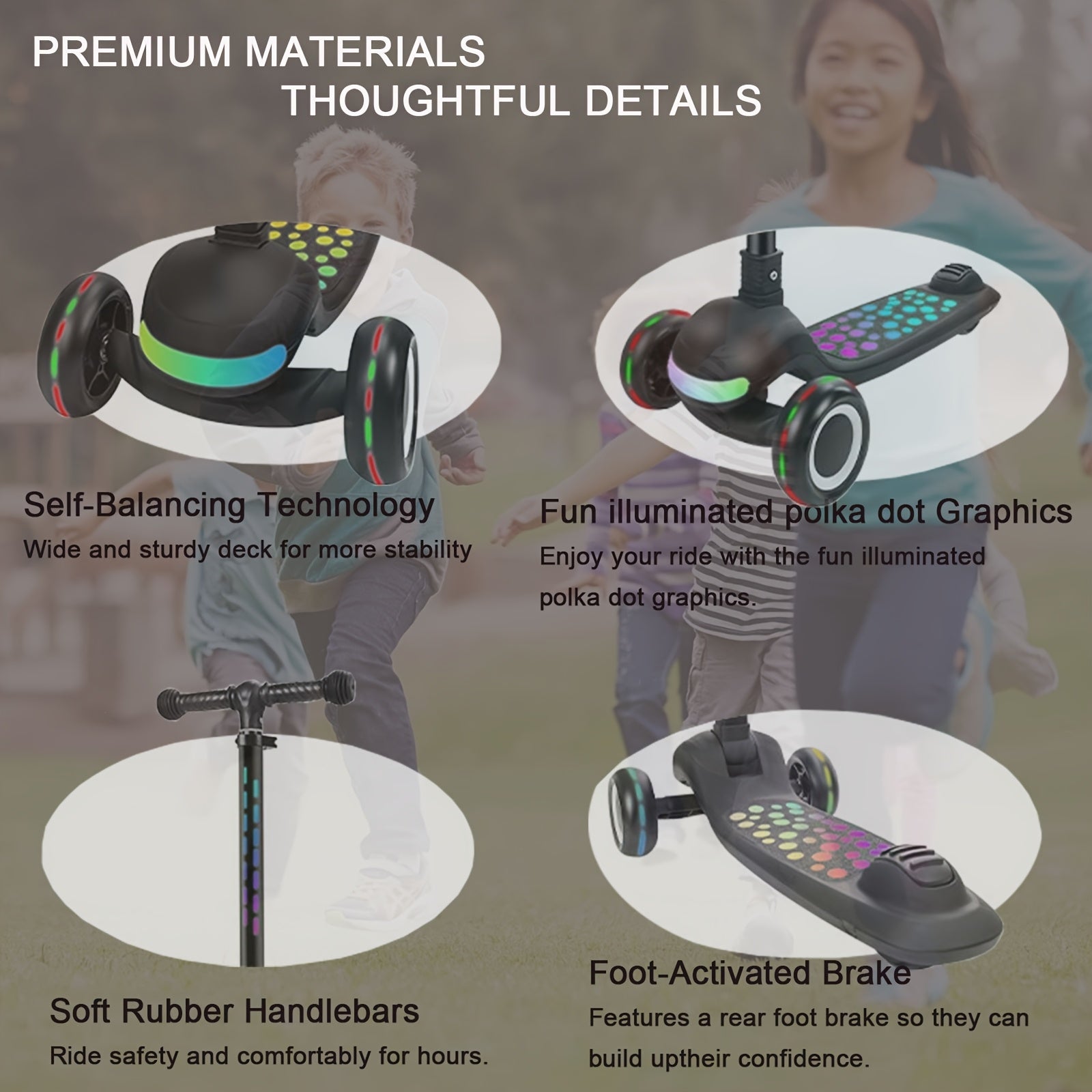Kids Scooter Adjustable Height with LED Wheels