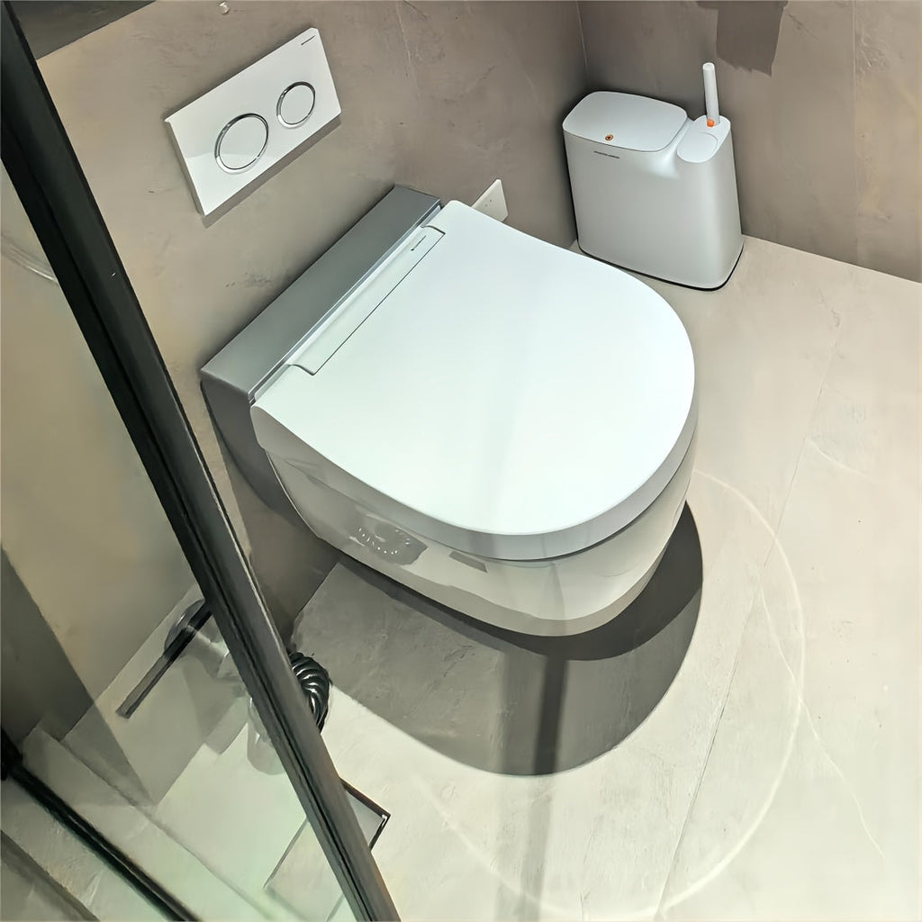 Press-Top Wastebasket And Toilet Brush Set