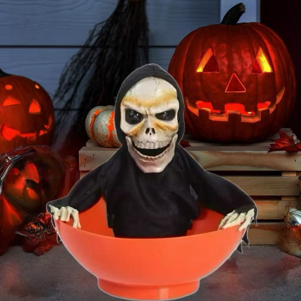 Halloween Skeleton Candy Plate with Witch Hat