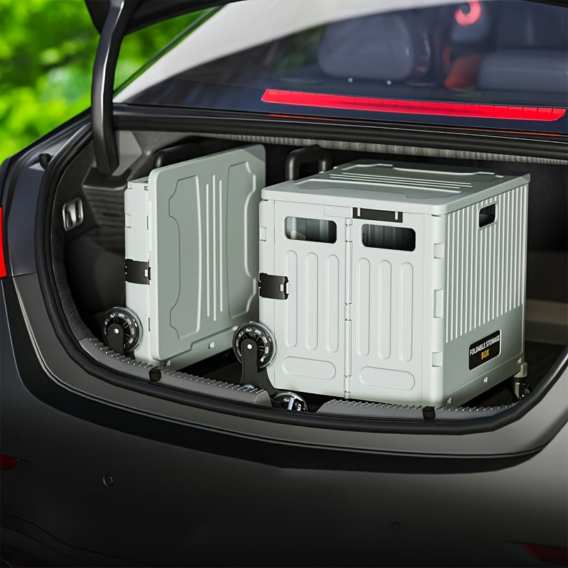 Outdoor Foldable Storage Box with Wheels & Handle