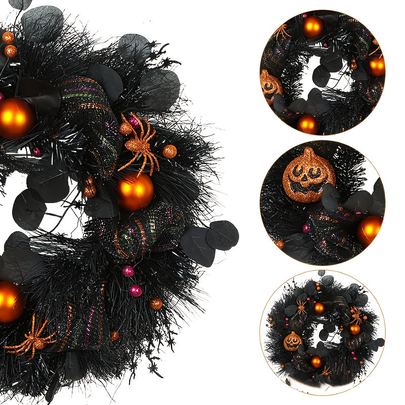 Halloween Wreath with Jack-O-Lanterns and Bats