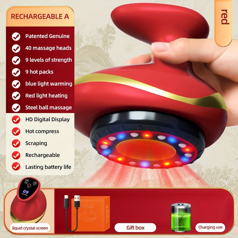 Electric Vacuum Cupping Massage Device With Heating(Red)
