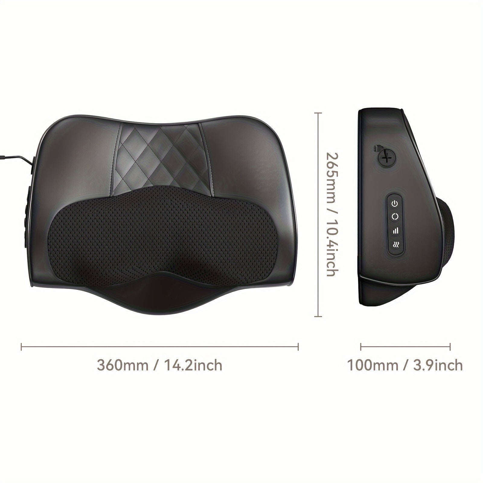 Cordless 3D Kneading Massage Pillow With Heat(Black)