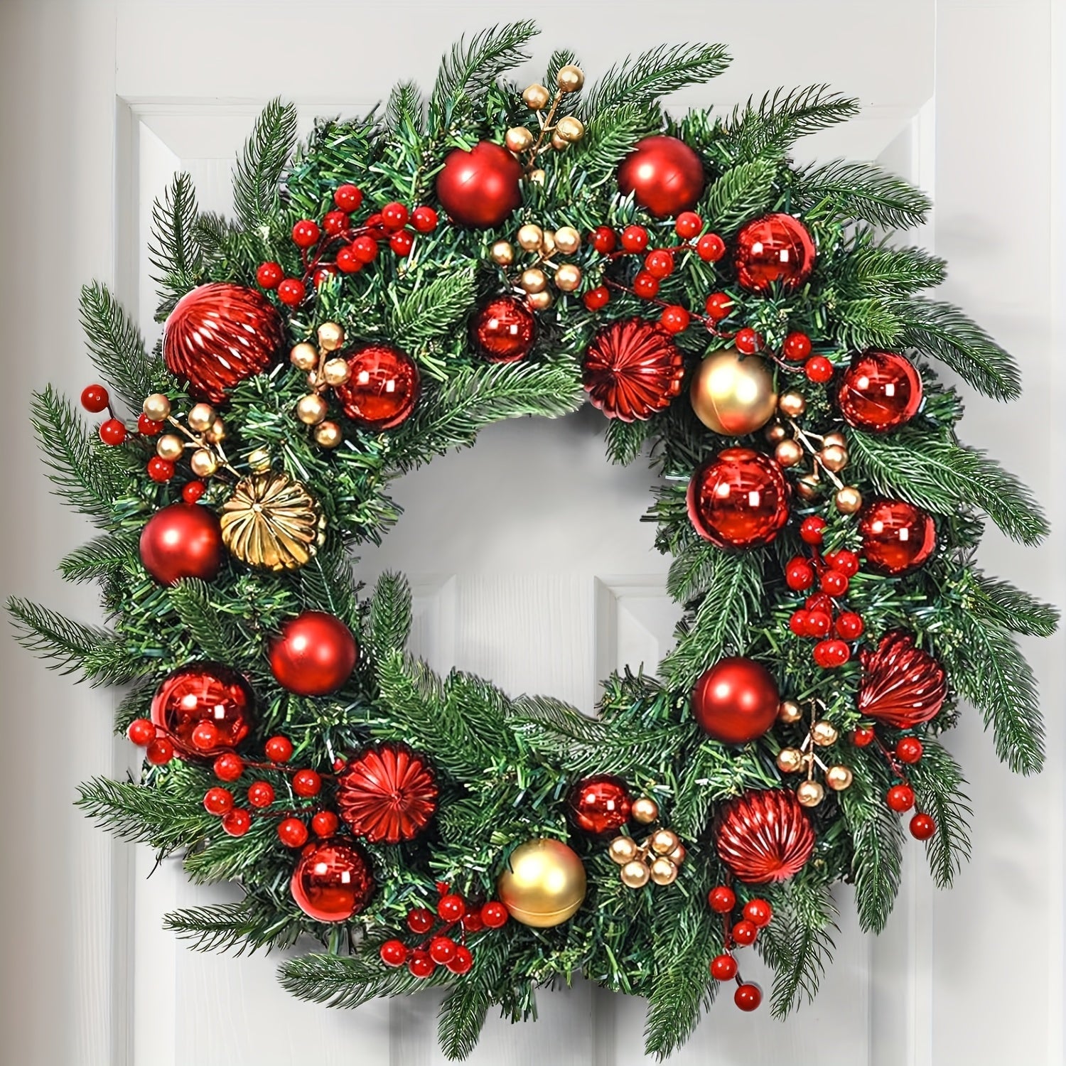Christmas Wreath with Ornaments & Berries