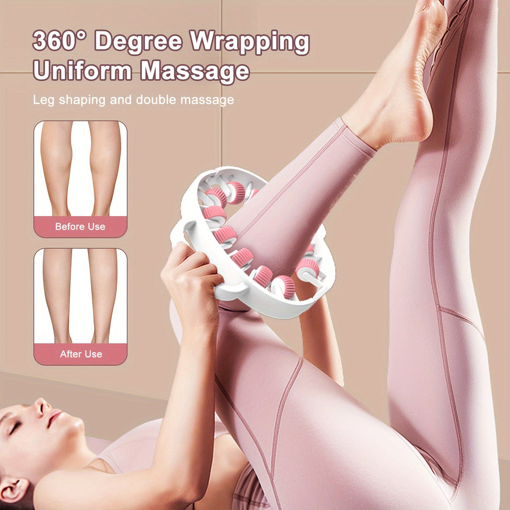 12-Wheel 360° Muscle Roller - Leg, Calf, Arm Massager(White)