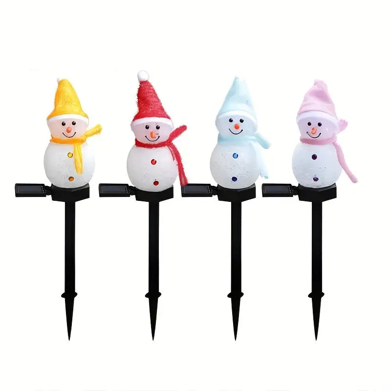 Radiant Solar Snowman Quartet: Festive Ground Plug-in Lights