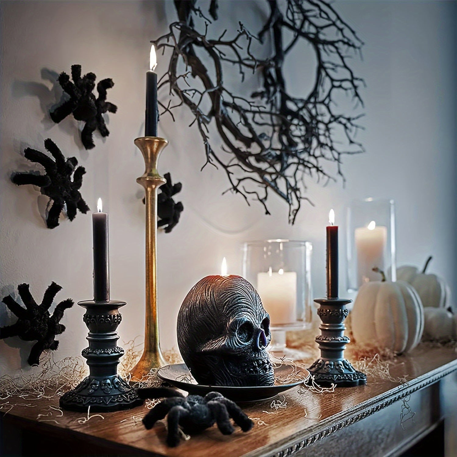 Halloween Wreath with Pre-Lit Black Art Deco