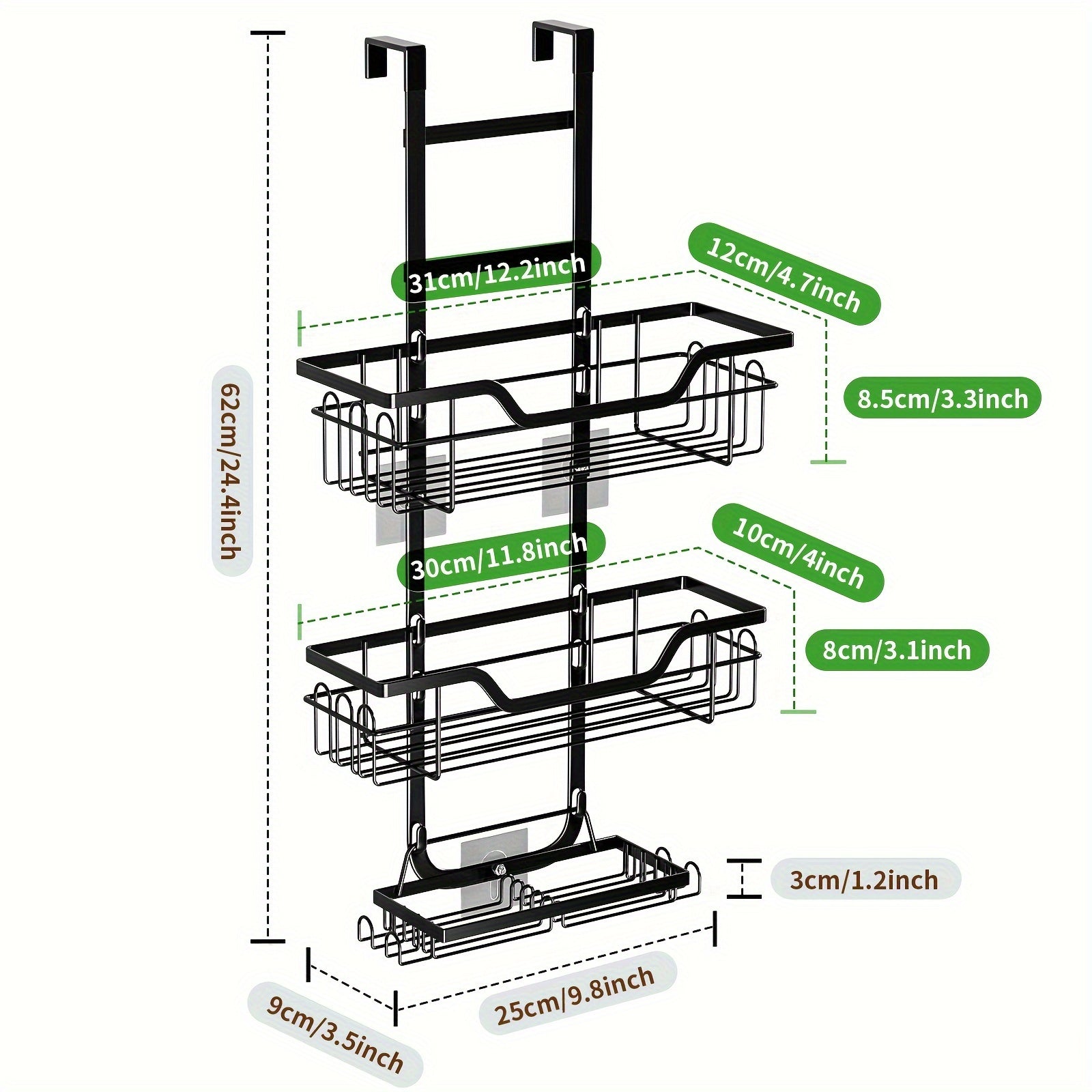 3-Tier Over-The-Door Rustproof Bathroom Shower Caddy