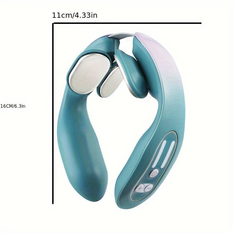 Usb Rechargeable Neck & Head Massager - Luxury 4-Head Heating Massager(Blue)