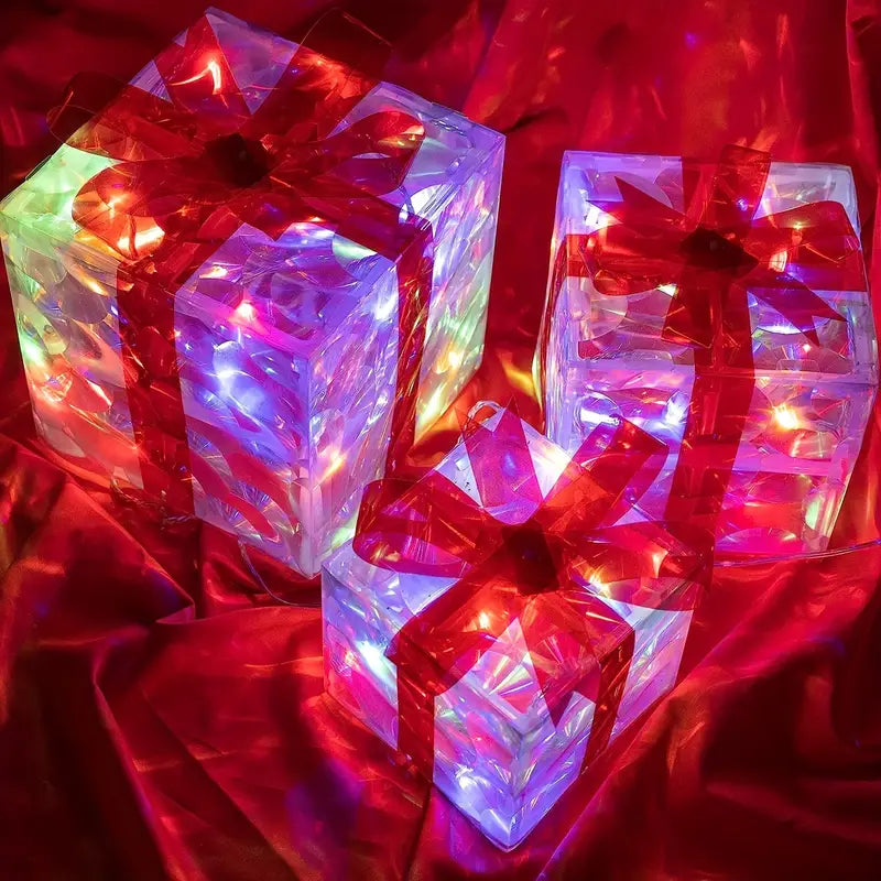 Twinkling Trio: Christmas Lighted Gift Box Set
