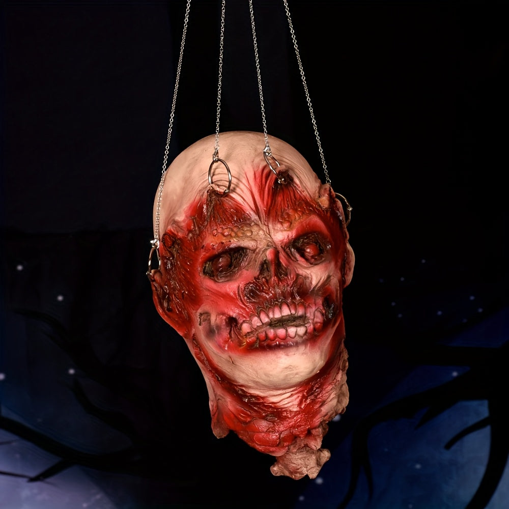 Hanging Latex Skull Head with Chains Halloween