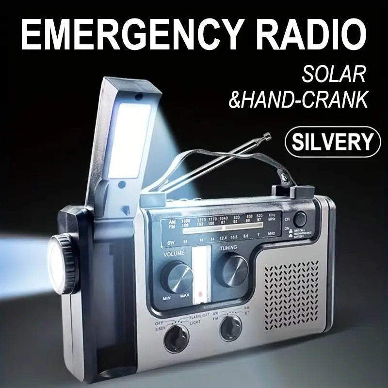 Solar Hand Crank Power Emergency Radio with Multi-Band Functionality