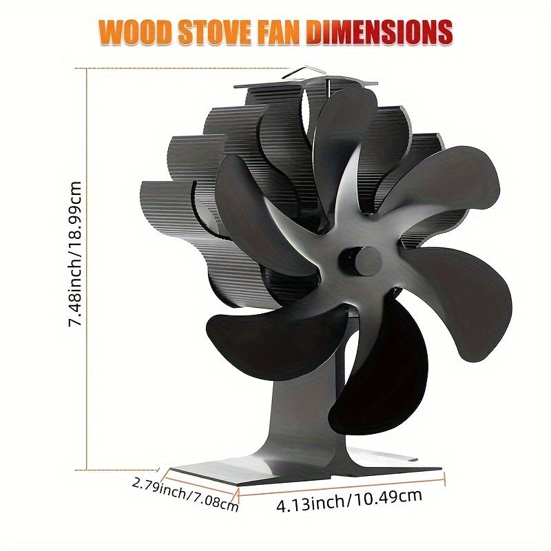 Silent Heat-Powered Wood Stove Fan (6-Blade)