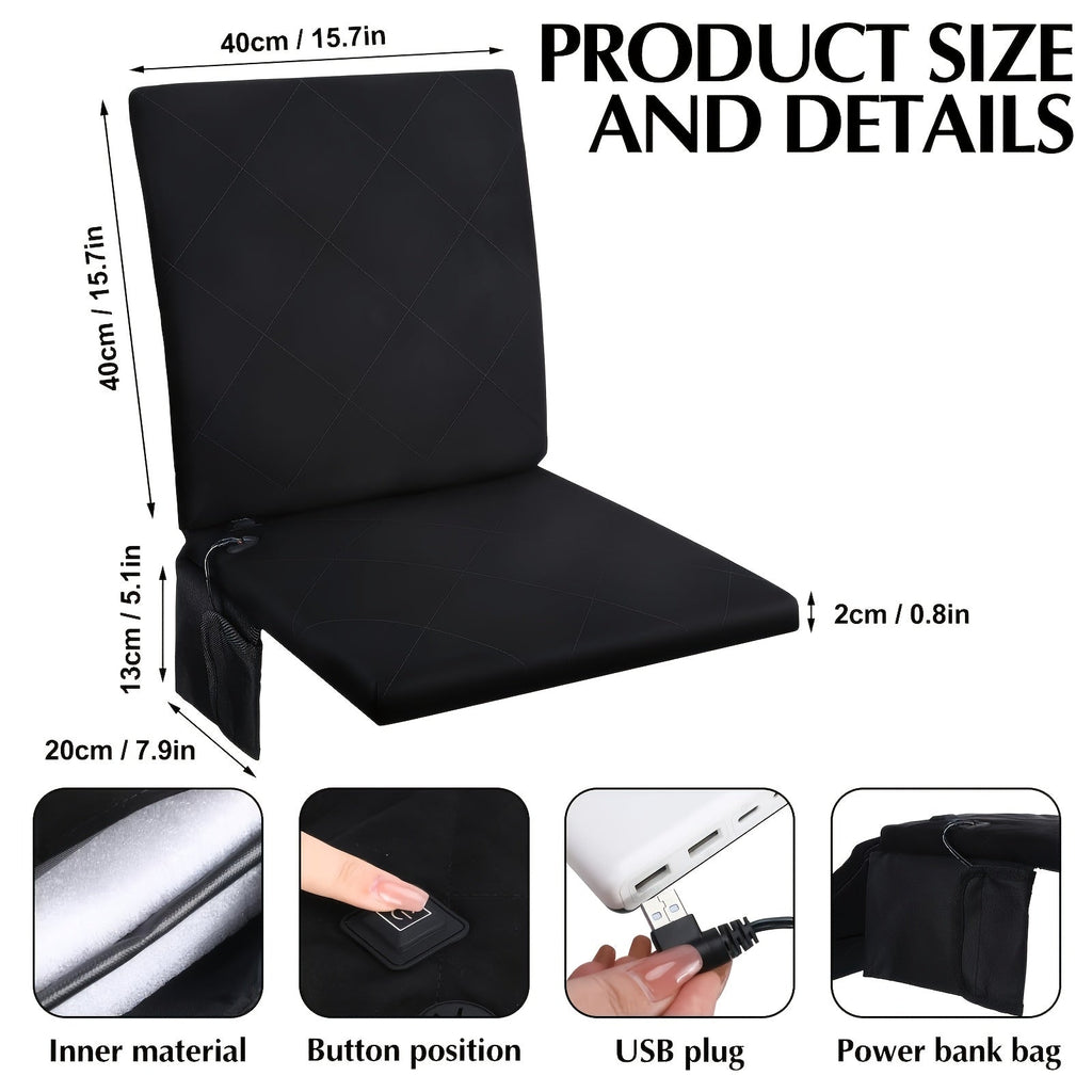 Heated Seat Cushion USB Foldable with 3 Heat Levels