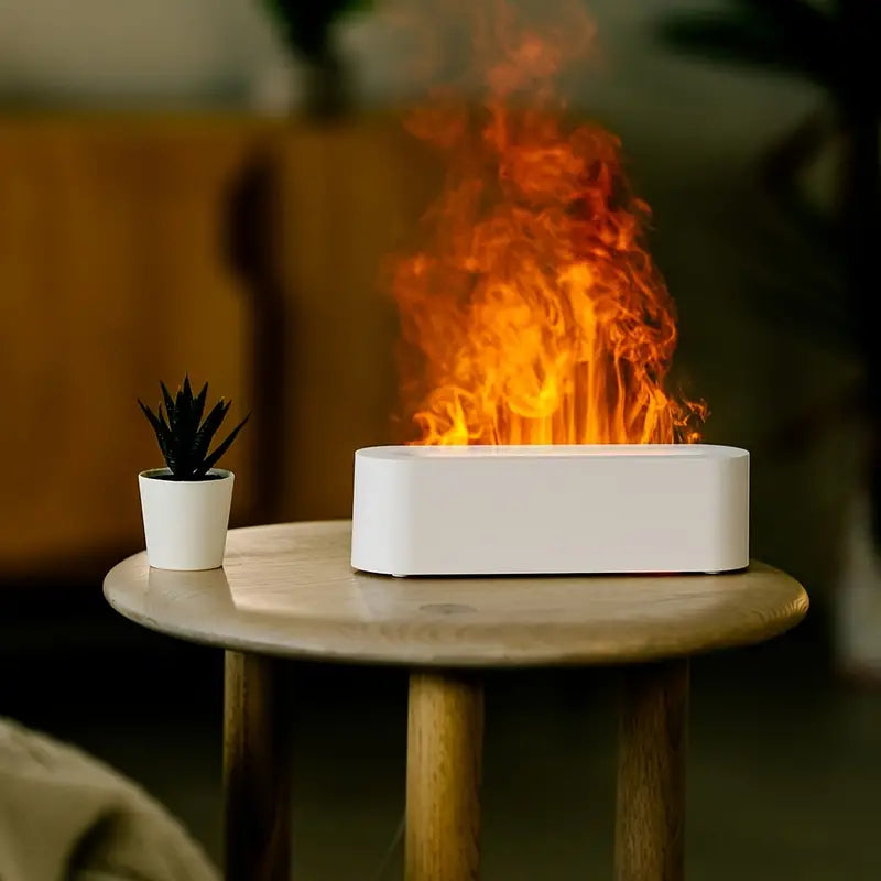 Mini USB-Powered Color-Changing Flame Aroma Diffuser & Cool Mist Humidifier - White