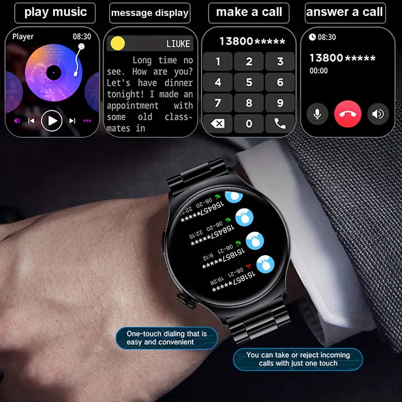 Smart Watch Big Screen Custom Dial Answer Call Fitness Tracker Sport Smart Watch For Men - Black