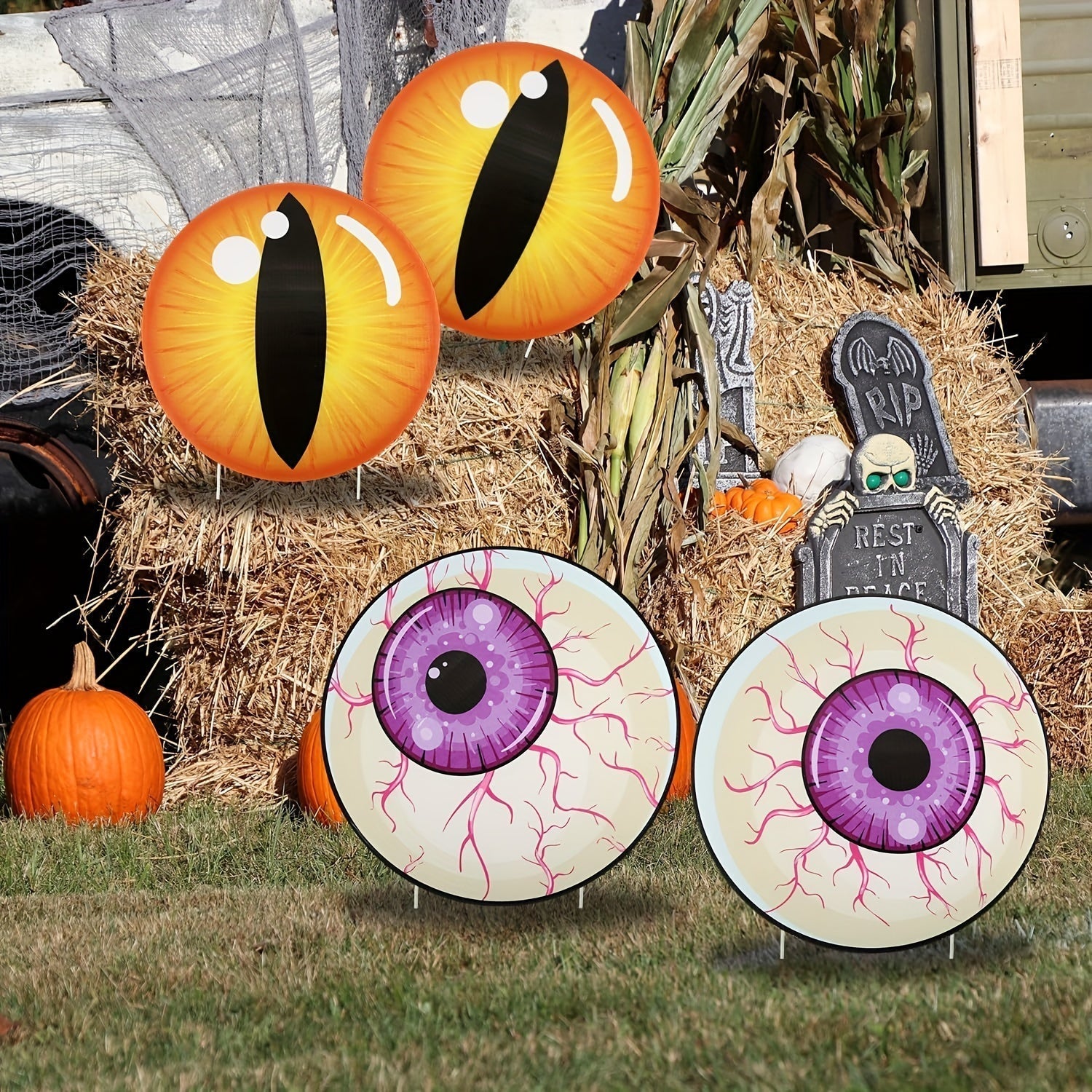 Halloween Eyeball Yard Stakes Outdoor (6pcs)