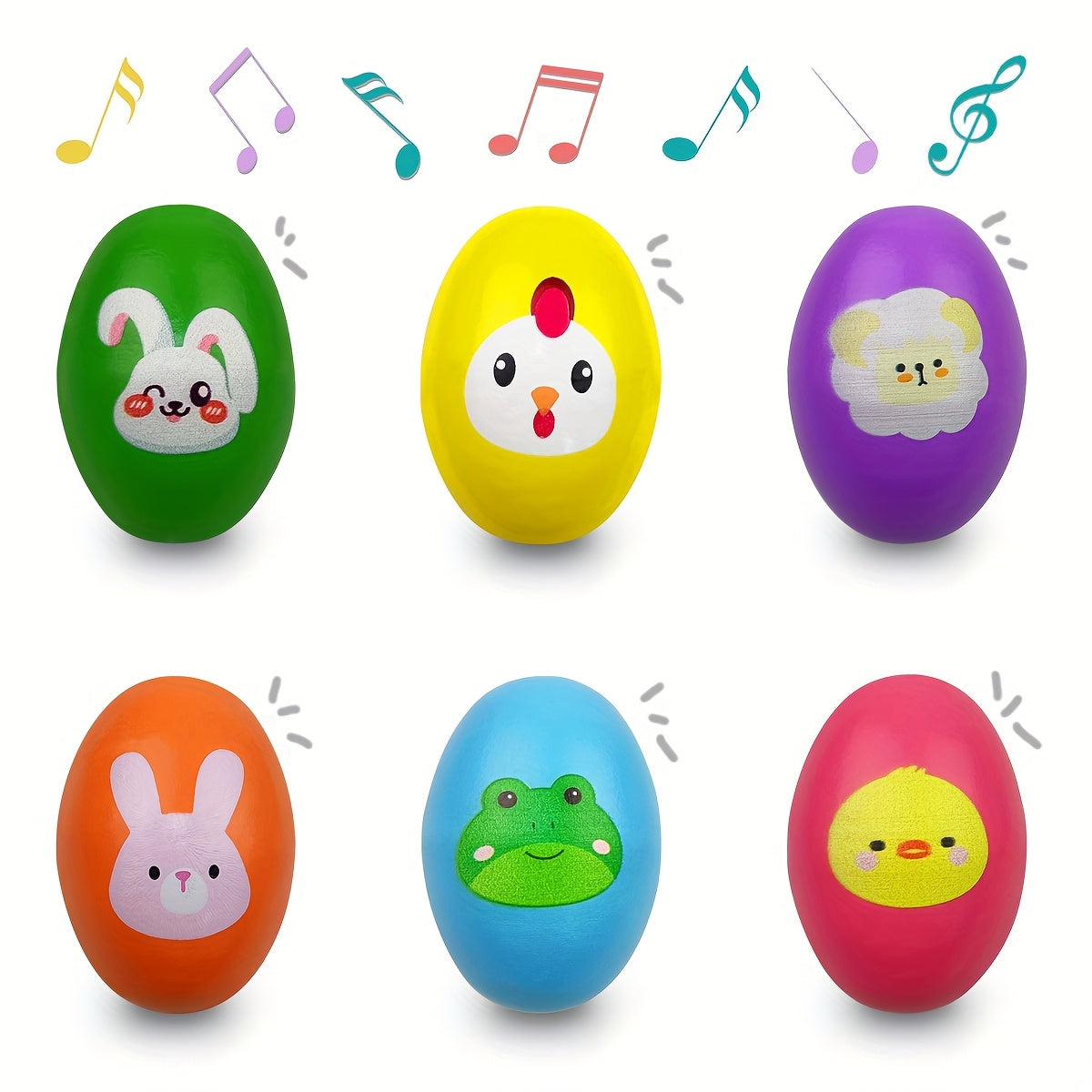 6-Piece Wooden Musical Shake Eggs for Kids