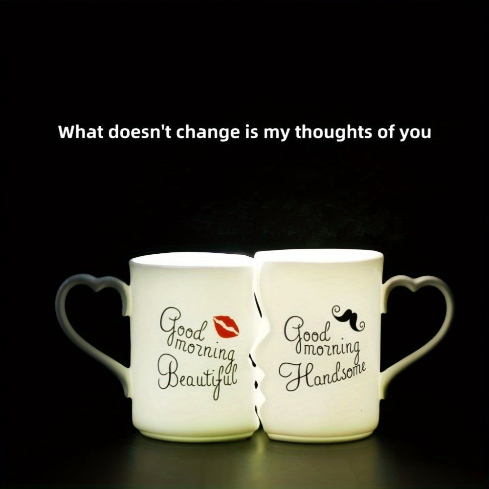 2Pcs Kissing Ceramic Couple Mugs
