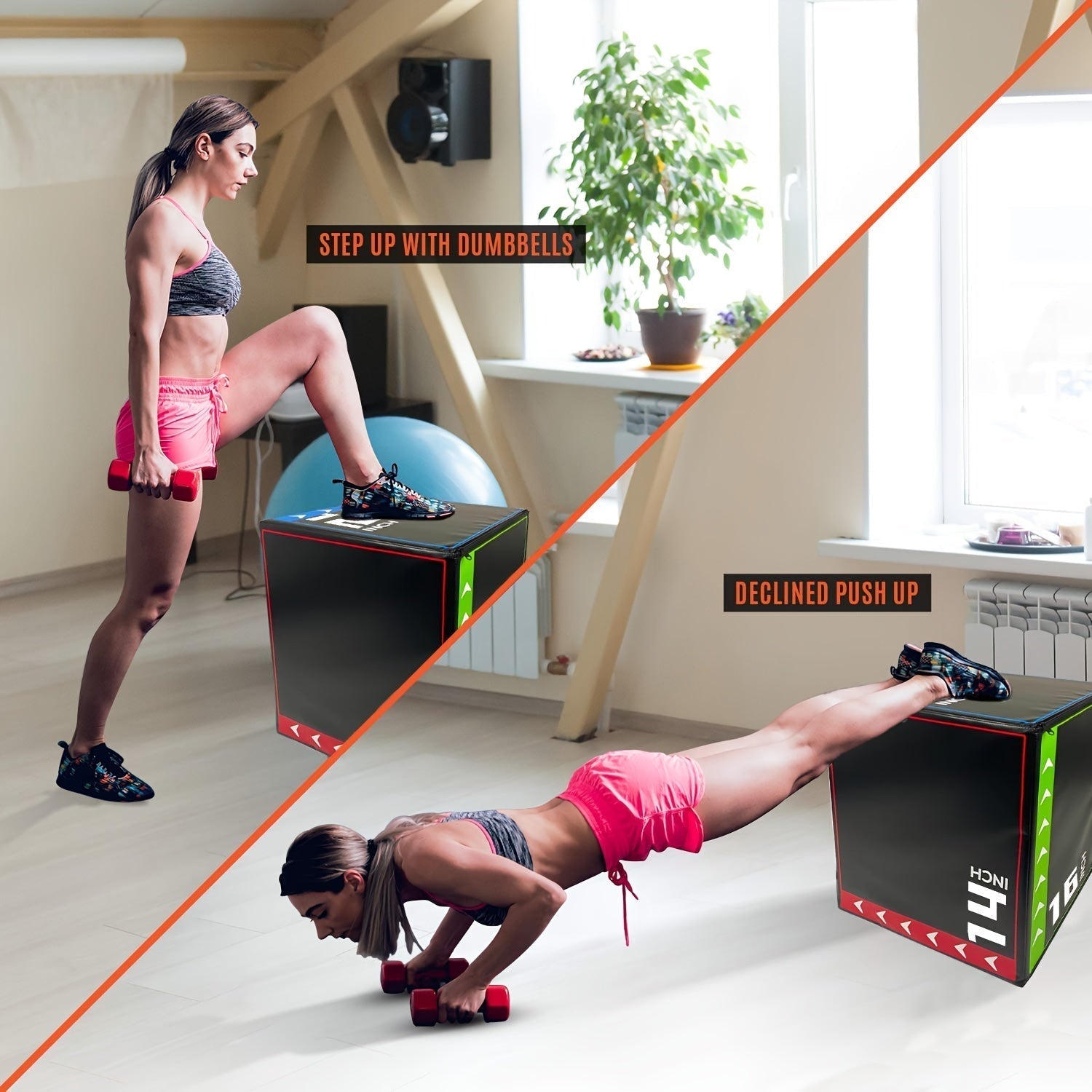 Versatile 3-In-1 Jump Box & Fitness Step(Black)