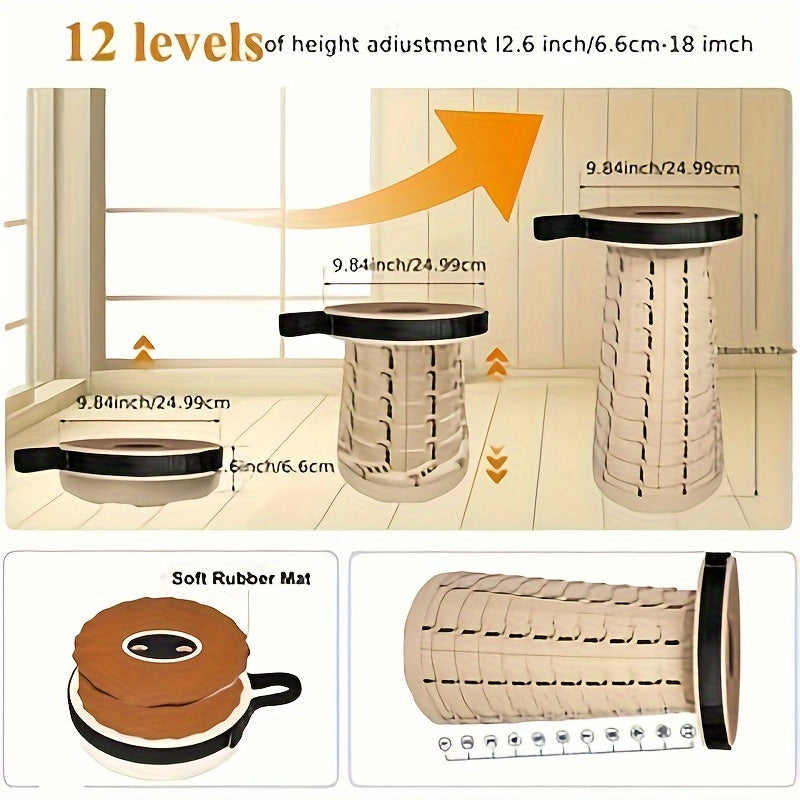 12-Level Folding Stool with PU Cushion Seat