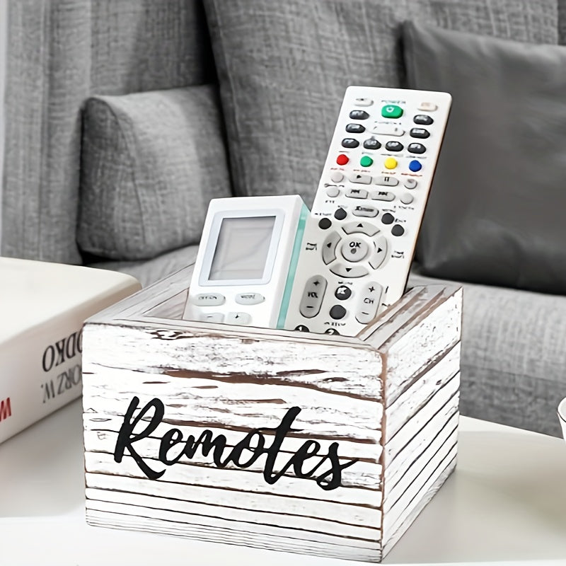 Rustic Wooden Remote Control Caddy