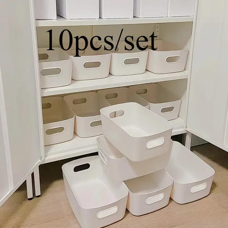 10Pcs Set Plastic Storage Baskets With Handles
