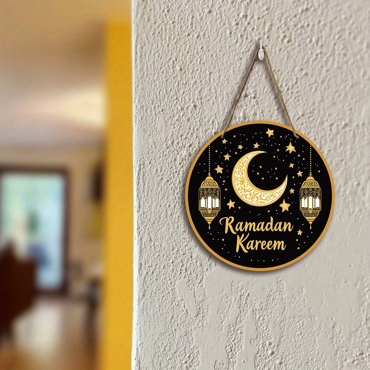 Ramadan Wooden Moon & Stars Eid Wall Hanging