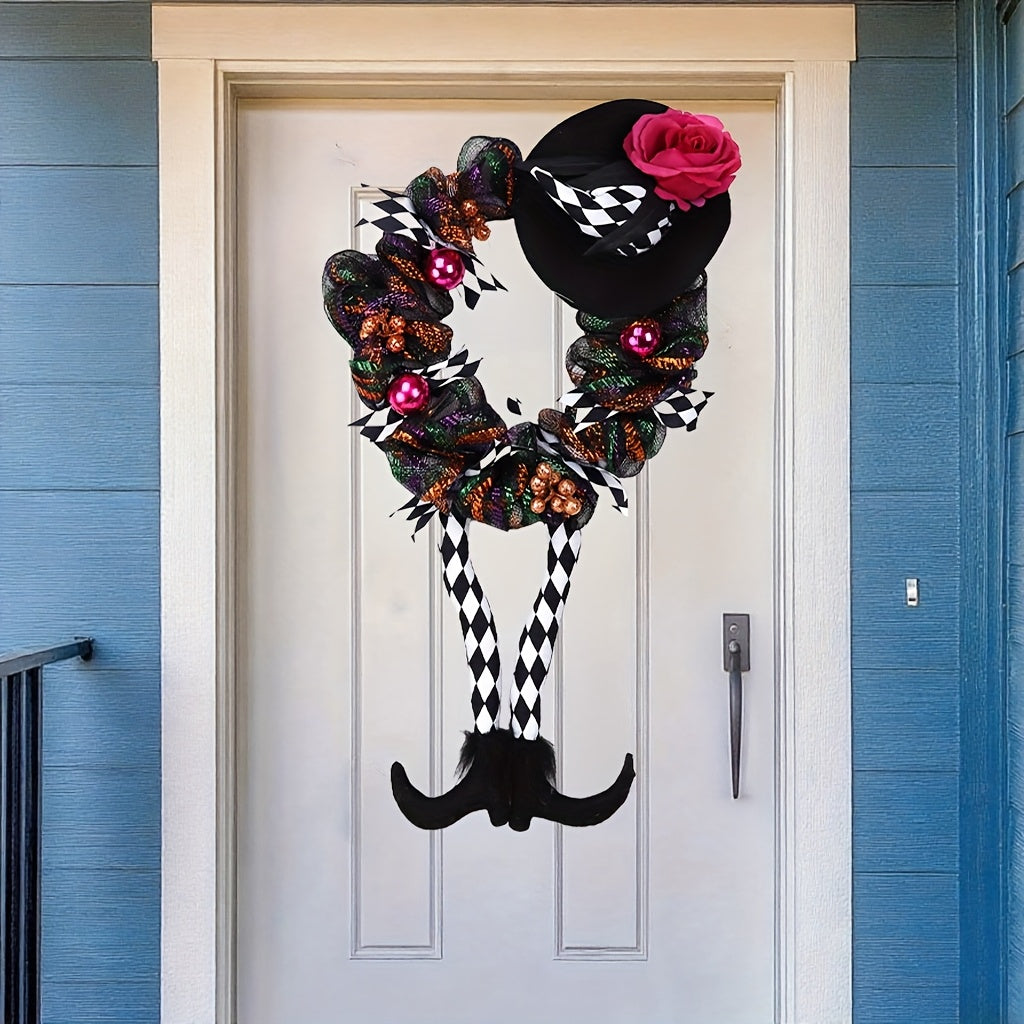 Halloween Witch Wreath with Hat and Legs