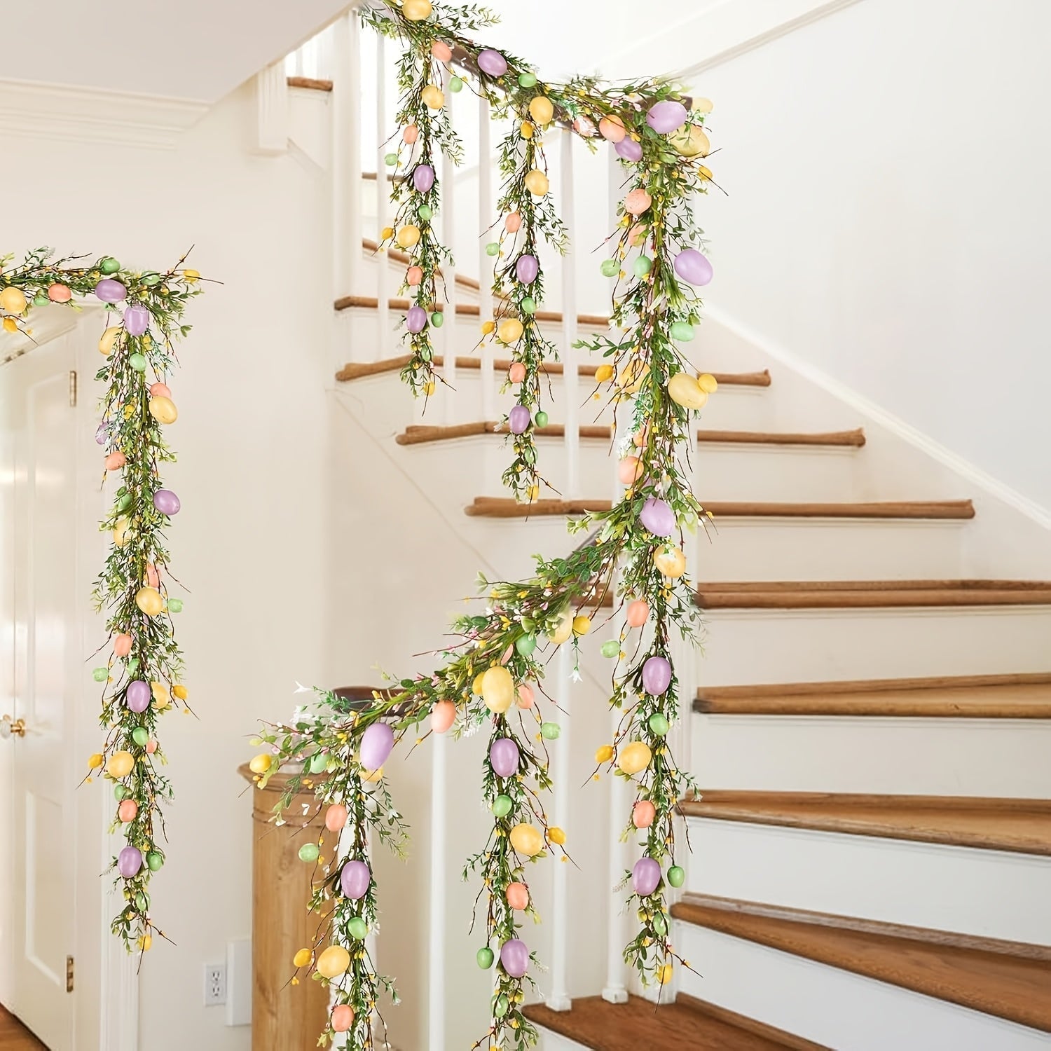 Colorful Easter Egg Vine Wreath Holiday Decoration