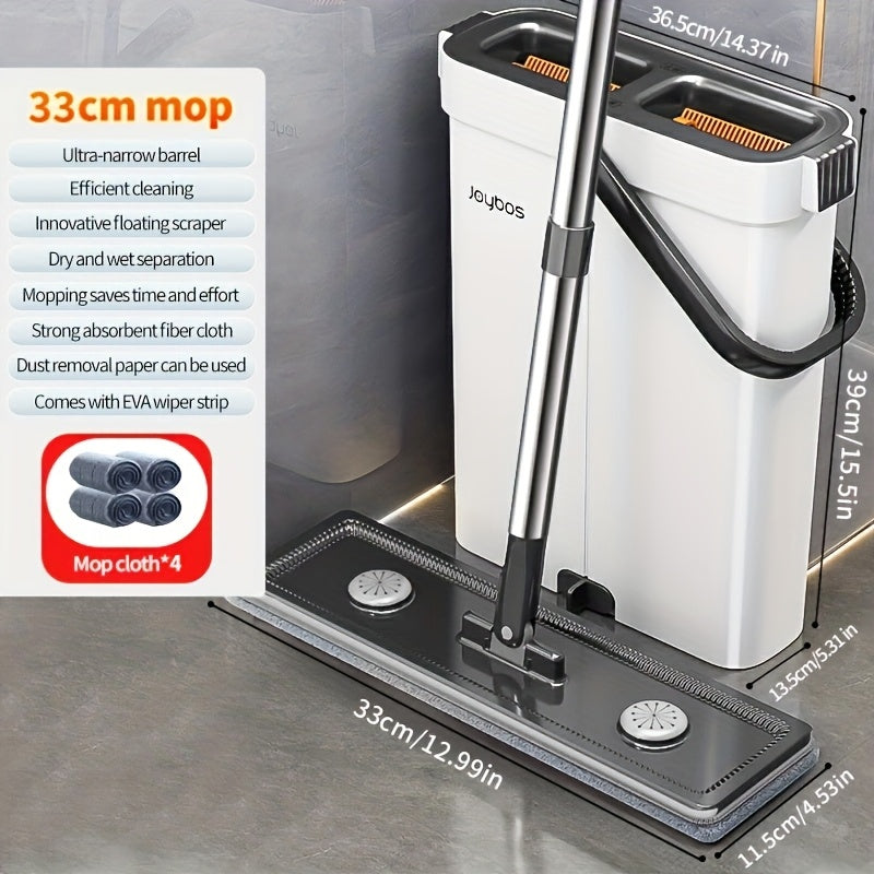 Hands-Free Flat Mop Cleaning Set with Bucket