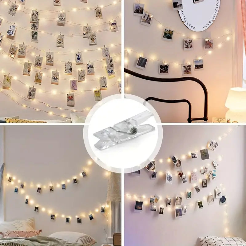 Photo Clips String Lights - Battery Operated String Lights with Clips(5M/16.40Ft)