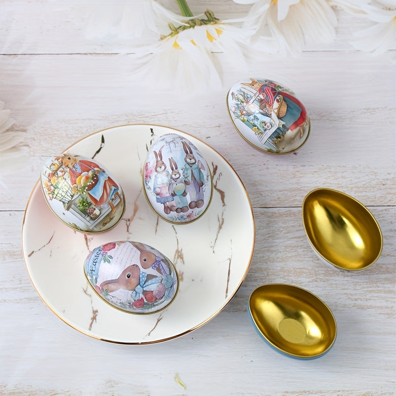 6Pcs Easter Egg & Bunny Iron Candy Boxes