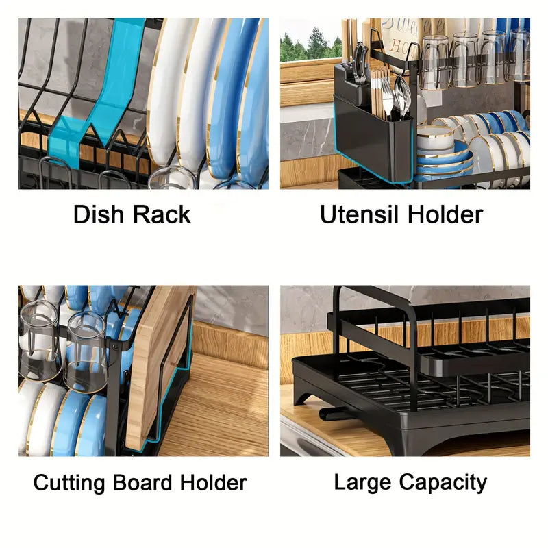 Double Decker Drying Delight: The Ultimate 2-Tier Kitchen Dish Rack