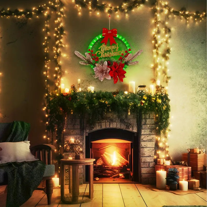 Radiant Festivity: LED-Lit Artificial Christmas Wreath
